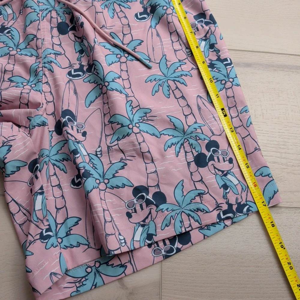 RSVLTS x Disney Mickey Mouse Swim Trunks Mens XL Pink Tropical Palm Tree Shorts